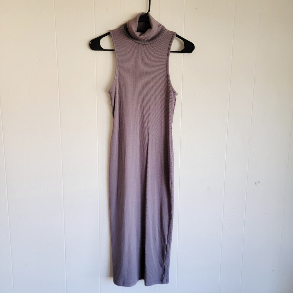 Zara Sleeveless Ribbed Turtleneck Midi Dress